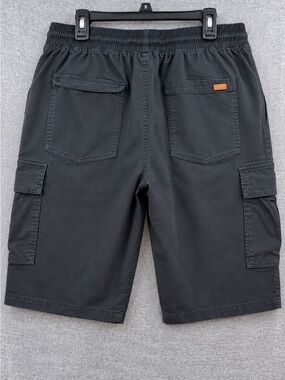 Men's Black Cargo Shorts with Elastic Waistband - Casual Utility